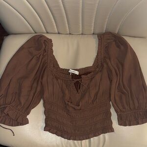 Abercrombie Chocolate brown smocked top
